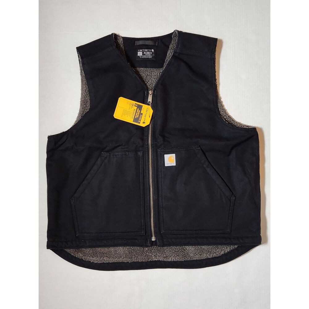 Carhartt Washed Duck Sherpa Lined Vest Mens Large Black